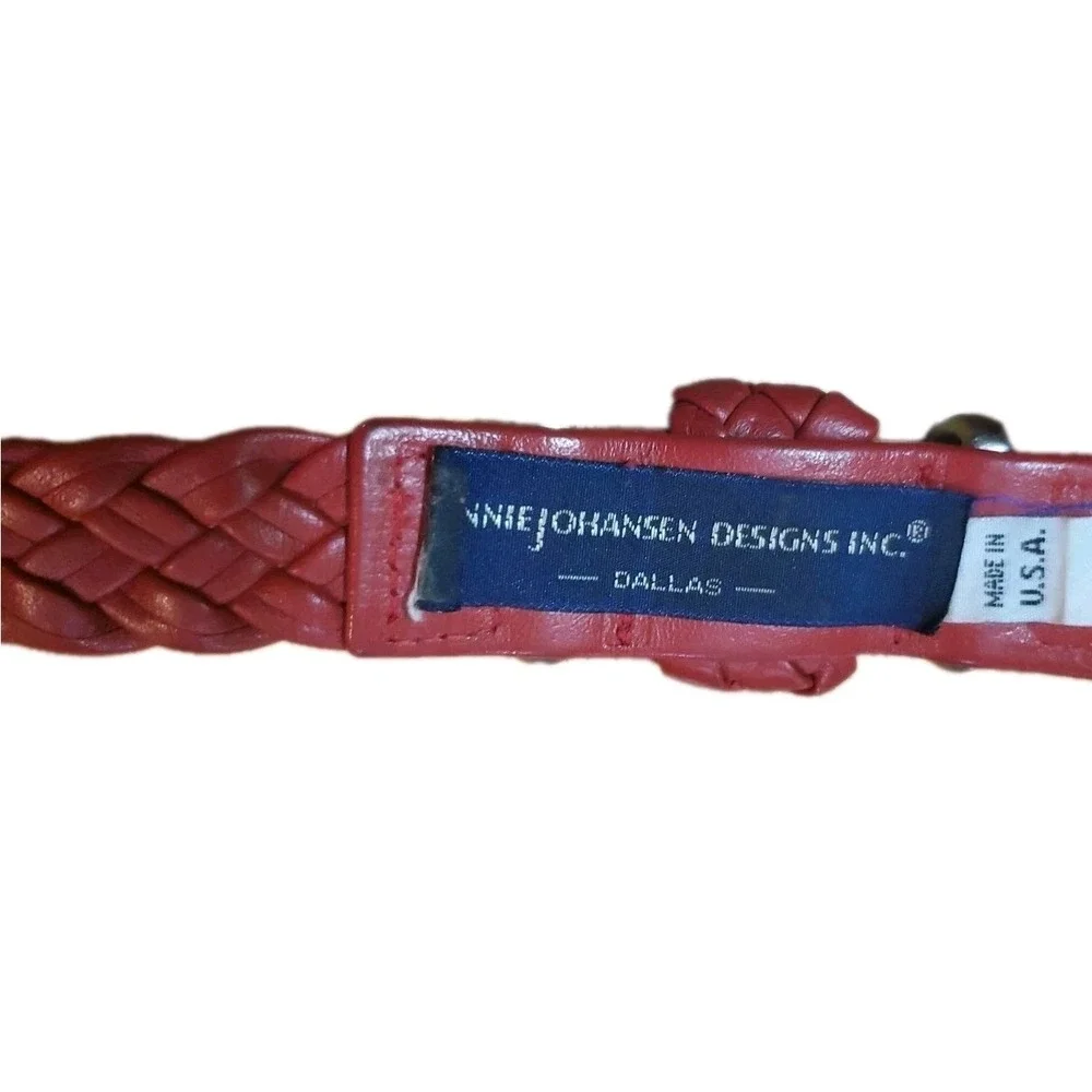 Vintage Ginnie Johansen Designs Dallas TX‎ Braided Red Leather Waist Belt Sz S/M